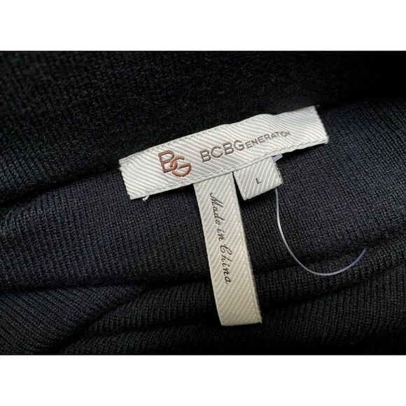 BCBGeneration Black Fitted Skirt Strappy Shredded Ripped Pull-On Sz Large NWT - Picture 5 of 6